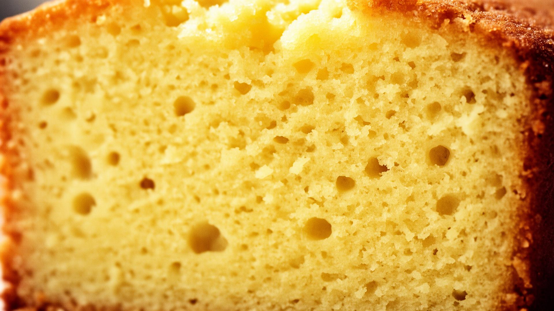 Macro close-up of velvety pound cake crumb